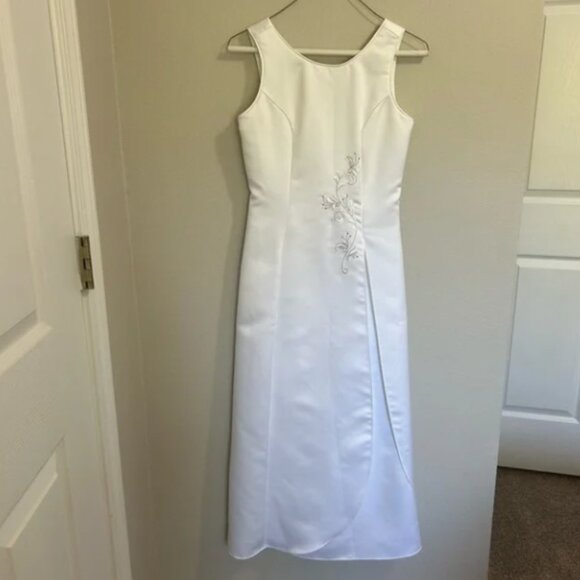 Jessica McClintock Girls White 90's Formal Dress Made in the USA sz. 14 - Picture 1 of 1